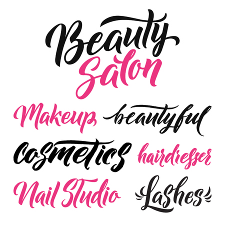 Logo Beauty Salon Lettering. Custom handmade calligraphy, vectorのイラスト素材