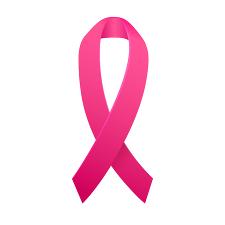 Breast Cancer Awareness Ribbon. Vector Template with of Cancer Fight. October is Cancer Awareness Month.のイラスト素材