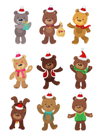 Set of Cute Christmas Bears. Vector illustration on White Background.のイラスト素材