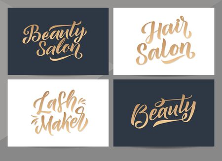 Beauty Salon Vector  Design Cards. Hair Salon and Hairdresser Emblems,  Design. White and Grey Background Illustration. Abstract design concept for beauty shop. Vector female  templateのイラスト素材
