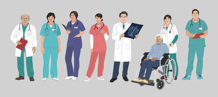 Asian Medics. Chinese Medical Characters.のイラスト素材