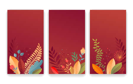 Autumn Floral Screensaver. Vector Poster for Mobile Phones and Internet Marketing Offerのイラスト素材