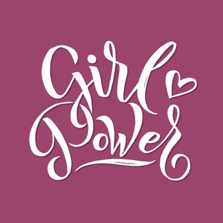 Girl power. Feminism quote, woman motivational slogan. Feminist saying. Rough typography with brush letteringのイラスト素材