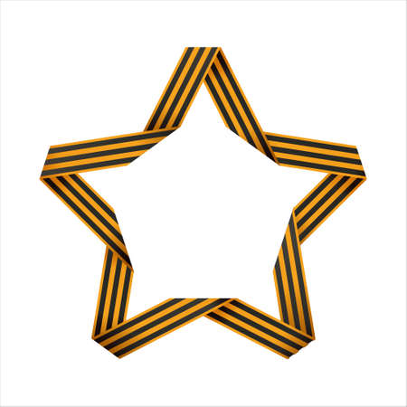Striped victory Saint George ribbon STAR isolated on white background. Vector illustration. May 9 Russian holiday victory. Happy Victory dayのイラスト素材
