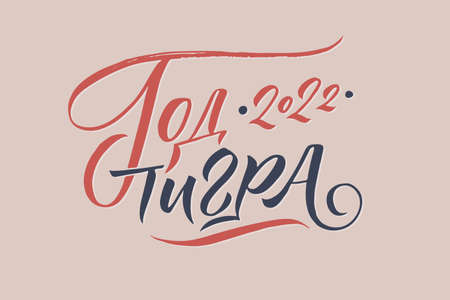 Hand drawn Russian phrase Happy New Year in calligraphic style. Elegant holidays decoration with...