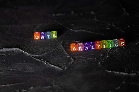 BIG DATA word written on color wood block. big data text on table, concept.の写真素材