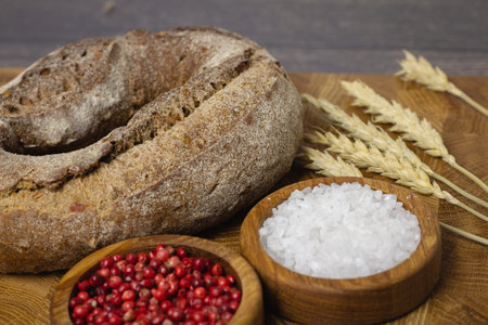 Bread with Wheat and Salt - Close-Up