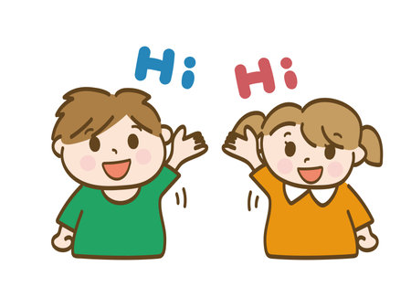 Children raising their hands to reply _ Elementary school boys and girlsのイラスト素材