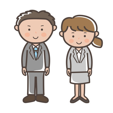 Full body illustration of male and female businessmenのイラスト素材