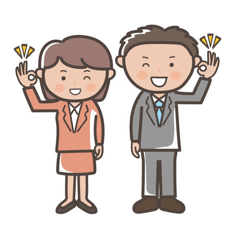 Illustration of a male and female businessman giving an OK sign of understandingのイラスト素材