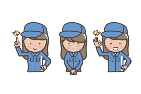Upper body pose set for female workers and cleaners_Apology_Points_Understoodのイラスト素材