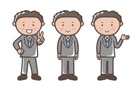 Businessman 3 pose set_piece_guide_explanationのイラスト素材