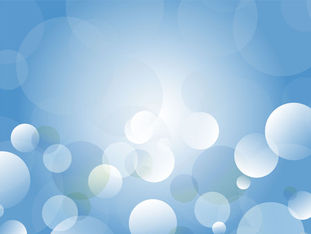 Refreshing polka dot pattern material with the image of soap bubbles floating in the sky_Blueのイラスト素材