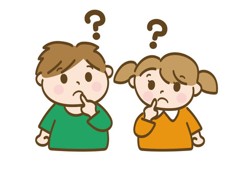Wondering boy and girl lower grade elementary school students_toddlerのイラスト素材
