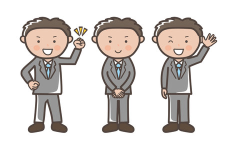 Businessman 3 pose set_guts pose_greeting_replyのイラスト素材