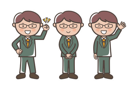 Elite style businessman pose set_guts pose_greeting_replyのイラスト素材