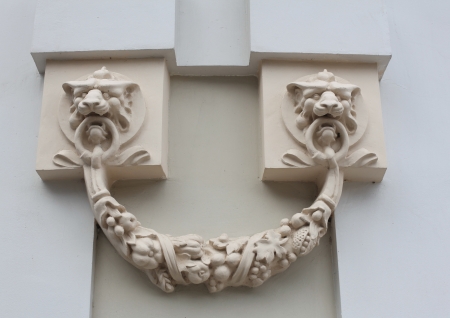 Fragment of architectural decoration on a wallの写真素材