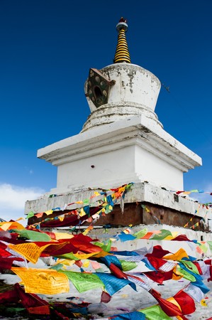 prayer flags on blue sky background