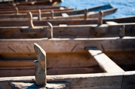 close up of wooden boatの写真素材