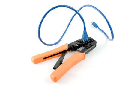 UTP patch tool with wire, isolated whiteの写真素材