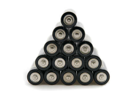 Several batteries, isolated white backgroundの写真素材