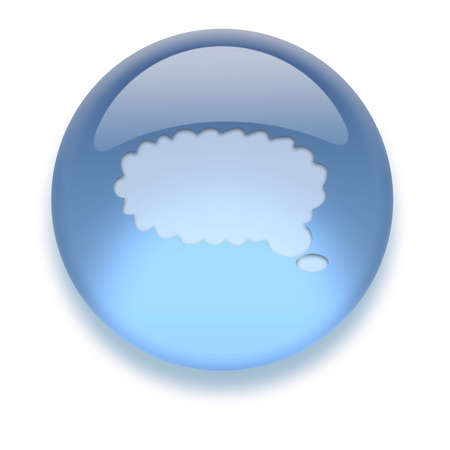 Shiny transparent high-resolution Aqua Icon with shadow, isolated on white. Icon color can be easily...