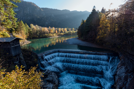 Lechfall. Beautiful waterfall near Fussen, Germanyの写真素材