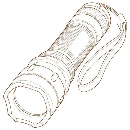 Flashlight with Hand Strap Line Artのイラスト素材