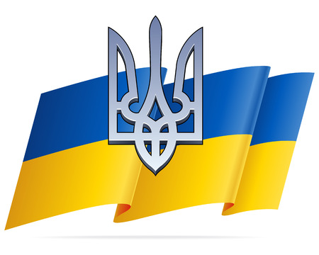 Ukrainian Flag and Chrome Coat of Armsのイラスト素材