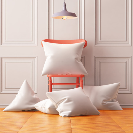 Mockup pillows in the interior. 3dの写真素材