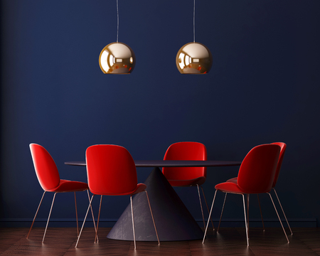 Interior art deco with a table and lamp. 3d rendering, 3d illustrationの写真素材