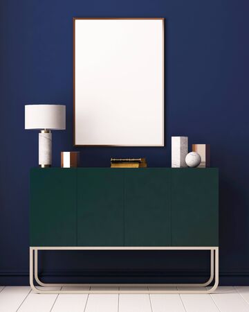 Mockup posters in the interior. Art Deco style. 3d rendering, 3d illustration.の写真素材