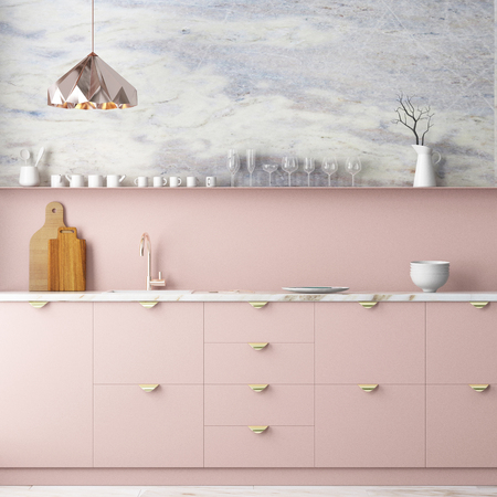 Mockup interior kitchen in loft style. 3d rendering. 3d illustration.の写真素材