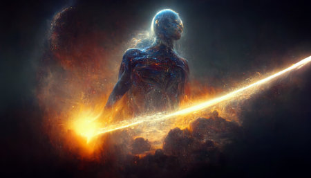 Celestial Inhuman Being in Galaxy Concept art Illustrations