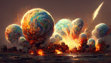 Planet Destruction Painting Illustration Art Background Image