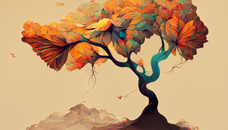 Beautiful nature upside down or inside out illustrations