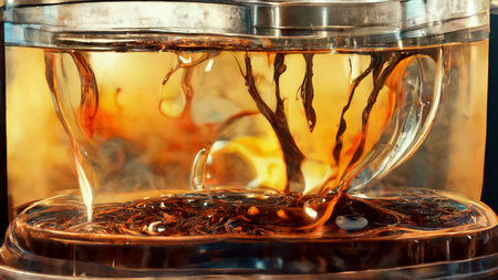 Abstract art of a cup of liquid effect concept art illustrationの写真素材