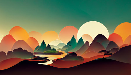 Beautiful nature upside down or inside out illustrationsの写真素材