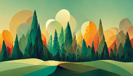 Beautiful nature upside down or inside out illustrationsの写真素材