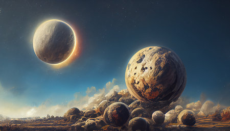 Destruction of planets concept art illustration background image