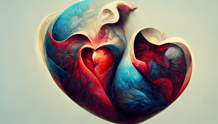 Abstract art of two hearts together Concept Art Background Imageの写真素材
