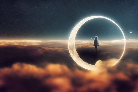 Concept Art of a moon At Space Background Image Illustration