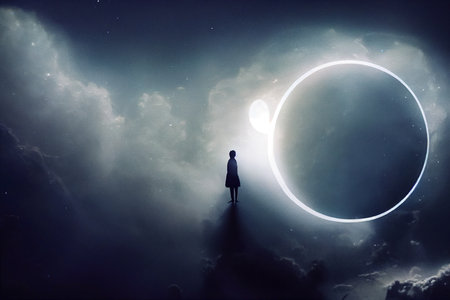 Concept Art of a moon At Space Background Image Illustration