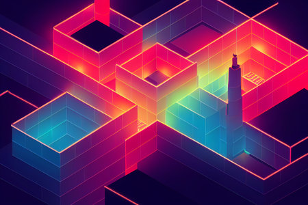 Neon Light Effect Concept Art Background Imageの写真素材