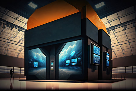 3d rendering of big data storage room with servers and digital devicesの写真素材