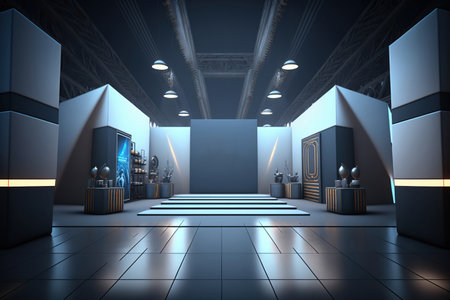 Futuristic interior with empty screen. 3d rendering mock up