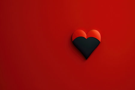 Red heart on a red background. Valentine's Day. 3d rendering