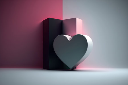 Heart in a box on a pink background. 3d rendering.の写真素材