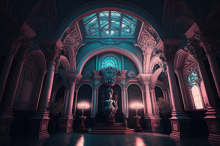 Interior of the theater. 3D rendering. Vintage style.の写真素材