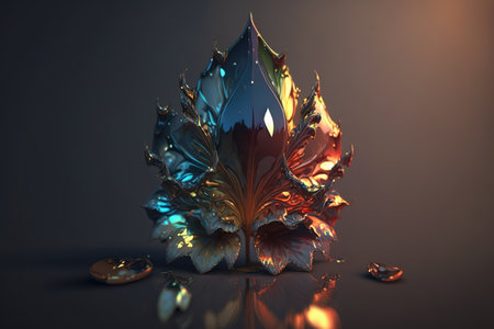 3d rendering of a crystal gemstone isolated on a dark backgroundの写真素材